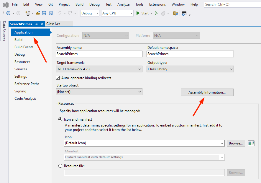 Project Properties Assemblyinformations