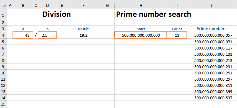 Excel Search Primes