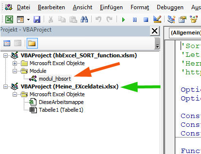 Module kopieren im VBA-Editor