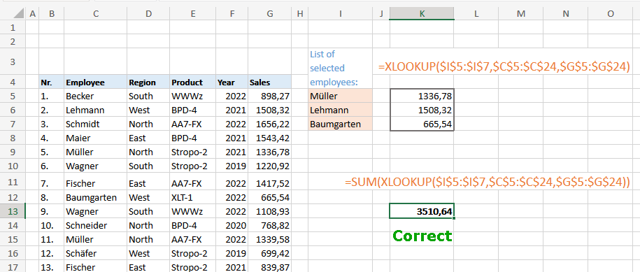 XLOOKUP in array formulas