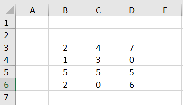 Excel Array formulas Example 1.1