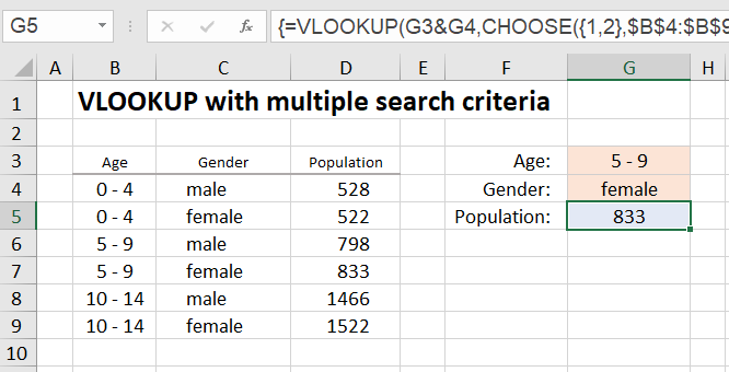 Excel array formulas Example 7